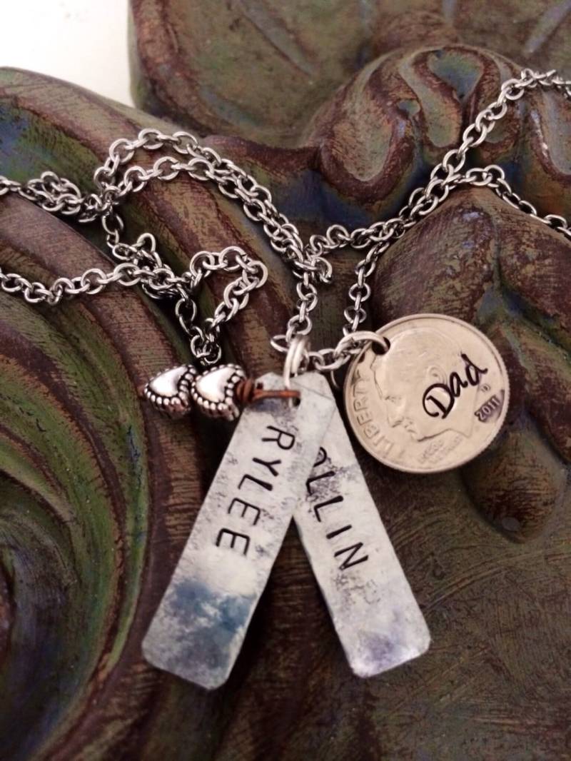 Väter Dime Halskette Hand Gestempelt Personalisierte "Herzen" Oder Enkel von CENTiment