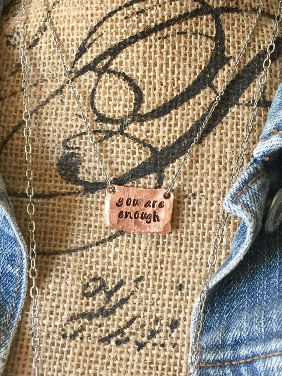 You Are Enough ~ I Am Kupfer Halskette Rustikal Personalisiert Mit Deinem Eigenen Spruch von CENTiment