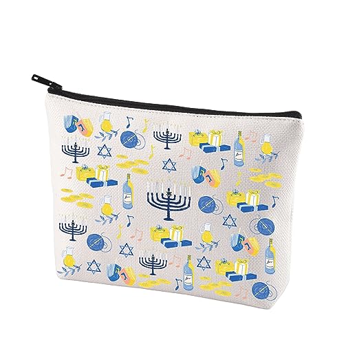 CENWA Happy Chanukkah Kosmetiktasche mit Reißverschluss, Jüdische Kerze B von CENWA