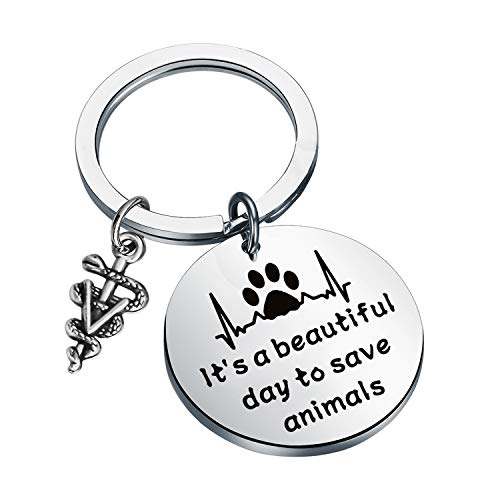 CENWA Tierarztgeschenk Tierarzt Tech-Geschenk Medizinischer Tierarzt Caduceus Schlüsselanhänger Es ist ein schöner Tag zu retten Tiere Tiermedizin Abschlussgeschenk von CENWA