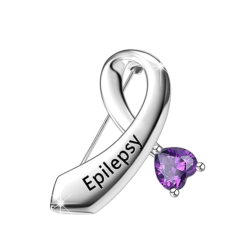 Epilepsie-Brosche mit violettem Band, für Epilepsie, Geschenk für Bewusstsein, Epilepsie, Überlebender Schmuck, 3.5 von CENWA