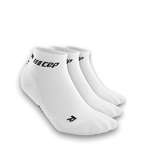 CEP - 3er-Paar THE RUN COMPRESSION SOCKS LOW CUT für Damen | Dreier Pack | 3er Pack kurze Laufsocken mit Kompression | 3 Paar regenerierende Kompressionssocken für Frauen | Weiß | Gr. III | M von CEP