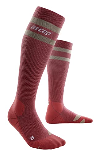 CEP - 80's COMPRESSION SOCKS HIKING für Damen | Hohe Wandersocken in berry/sand mit verbesserter Merino-Qualität | Frauen Trekkingsocken für optimale Trittsicherheit | Gr. II | S von CEP