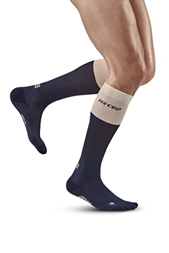 CEP - BLOOM COMPRESSION SOCKS TALL für Herren | Lange Laufsocken in blue mit Kompression | Regenerierende Kompressionsstrümpfe für Männer | Gr. V | XL von CEP