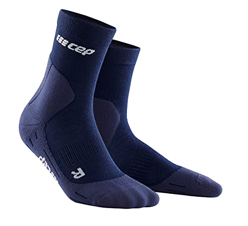 CEP - Merino Laufsocken Herren mit Kompression COLD WEATHER MID CUT navy, Gr. M, mittelhohe Kompressionssocken mit Merino Wolle für kalte Temperaturen, Sport Wintersocken für Stabilität von CEP