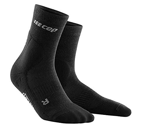 CEP - Merino Laufsocken Herren mit Kompression COLD WEATHER MID CUT schwarz, Gr. M, mittelhohe Kompressionssocken mit Merino Wolle für kalte Temperaturen, Sport Wintersocken für Stabilität von CEP