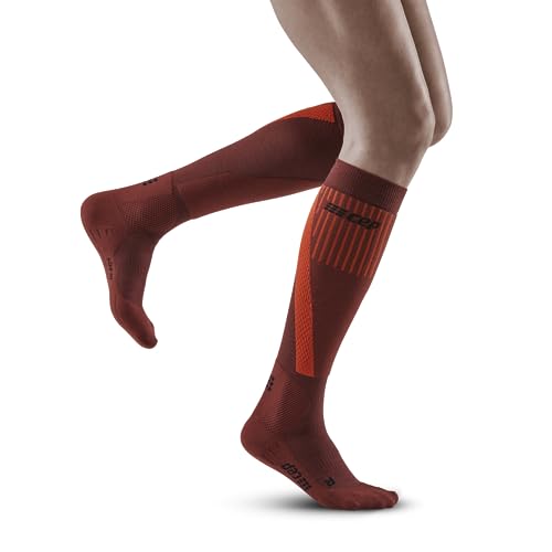 CEP - Merino Laufsocken Damen mit Kompression COLD WEATHER orange, Gr. L, lange Kompressionssocken mit Merino Wolle, warme Kompressionsstrümpfe, Sport Wintersocken für optimale Stabilität von CEP