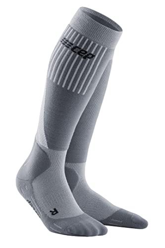 CEP - Merino Laufsocken Damen mit Kompression COLD WEATHER grau, Gr. M, lange Kompressionssocken mit Merino Wolle, warme Kompressionsstrümpfe, Sport Wintersocken für optimale Stabilität von CEP