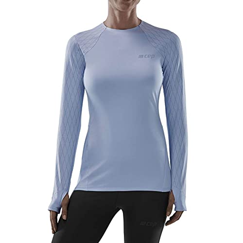 CEP Cold Weather Shirt für Damen | Atmungsaktives Langarm Funktionsshirt in hellblau mit Reflektor Panels | Größe XL von CEP