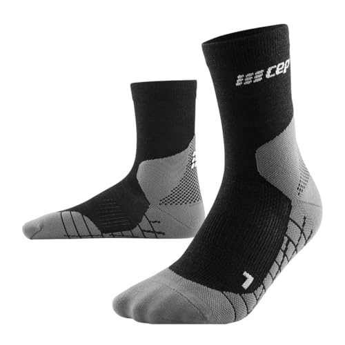 CEP - HIKING LIGHT MERINO MID CUT SOCKS REDESIGN für Damen | Bessere Stabilität dank Wandersocken mit Kompression | Trekkingsocken für leichte Beine in schwarz | Größe II | S von CEP