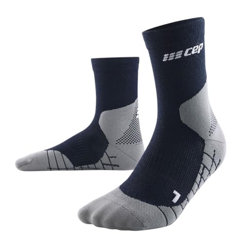 CEP - HIKING LIGHT MERINO MID CUT SOCKS REDESIGN für Herren | Bessere Stabilität dank Wandersocken mit Kompression | Trekkingsocken für leichte Beine in blau | Größe III | M von CEP