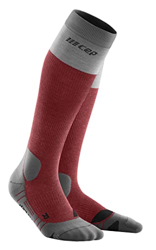 CEP - HIKING LIGHT MERINO SOCKS REDESIGN für Damen | Lange Wandersocken mit aktivierender Kompression | Trekkingsocken für leichte Beine in Berry/grey | Größe III | M von CEP