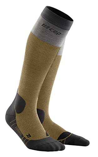 CEP - HIKING LIGHT MERINO SOCKS REDESIGN für Damen | Lange Wandersocken mit aktivierender Kompression | Trekkingsocken für leichte Beine in Sand/Grey | Größe IV | L von CEP