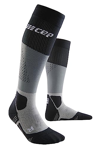 CEP - HIKING MAX CUSHION COMPRESSION MERINO SOCKS für Damen | Knielange Wandersocken mit Kompression | Trekkingsocken für optimale Trittsicherheit und Polsterung | Grey/Black| Gr. II | S von CEP