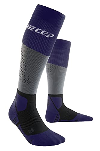 CEP - HIKING MAX CUSHION COMPRESSION MERINO SOCKS für Damen | Knielange Wandersocken mit Kompression | Trekkingsocken für optimale Trittsicherheit und Polsterung | Grey/Purple| Gr. II | S von CEP