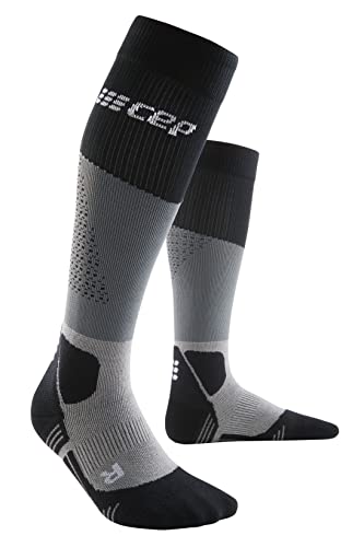 CEP - HIKING MAX CUSHION COMPRESSION MERINO SOCKS für Herren | Knielange Wandersocken mit Kompression | Trekkingsocken für optimale Trittsicherheit und Polsterung | Grey/Black| Gr. III | M von CEP