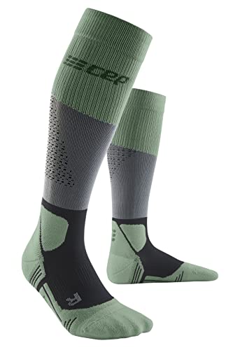 CEP - HIKING MAX CUSHION COMPRESSION MERINO SOCKS für Herren | Knielange Wandersocken mit Kompression | Trekkingsocken für optimale Trittsicherheit und Polsterung | Grey/Mint| Gr. III | M von CEP