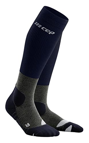 CEP – HIKING MERINO SOCKS REDESIGN für Damen | Knielange Wandersocken mit Kompression | Trekkingsocken für optimale Trittsicherheit in Peacoat/Grey | Größe II | S von CEP