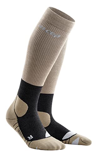 CEP - HIKING MERINO SOCKS REDESIGN für Damen | Knielange Wandersocken mit Kompression | Trekkingsocken für optimale Trittsicherheit in Sand/Grey | Größe II | S von CEP