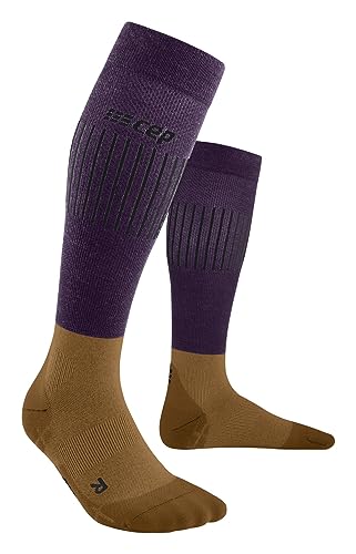 CEP - Leichte Herren Skisocken Merino mit Kompression | lila/braun | Gr. III | M | Ultralight Socks Skiing mit Polsterung | Skisocken Merinowolle, Ski Kompressionsstrümpfe für kraftvolle Beine von CEP