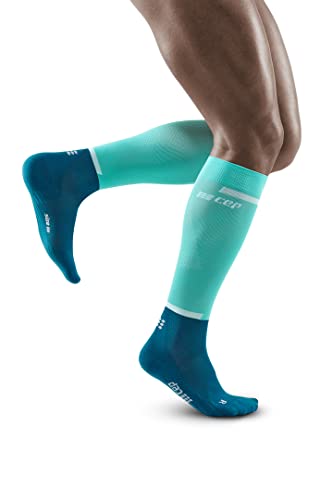 CEP - THE RUN COMPRESSION SOCKS TALL für Herren | Lange Laufsocken in ocean/petrol mit Kompression | Regenerierende Kompressionsstrümpfe für Männer | Gr. IV | L von CEP