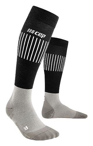 CEP - Leichte Herren Skisocken Merino mit Kompression | schwarz/grau | Gr. III | M | Ultralight Socks Skiing mit Polsterung | Skisocken Merinowolle, Ski Kompressionsstrümpfe für kraftvolle Beine von CEP