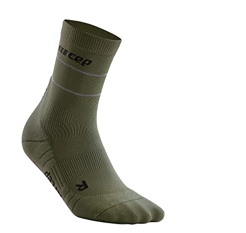 CEP - REFLECTIVE COMPRESSION MID CUT SOCKS für Damen | Reflektierende Laufsocken in dunkelgrün | Größe II | S von CEP