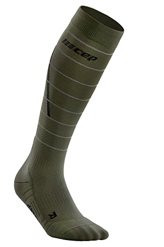 CEP - REFLECTIVE COMPRESSION SOCKS für Damen | Reflektierende Laufsocken in dunkel grün | Größe II | S von CEP