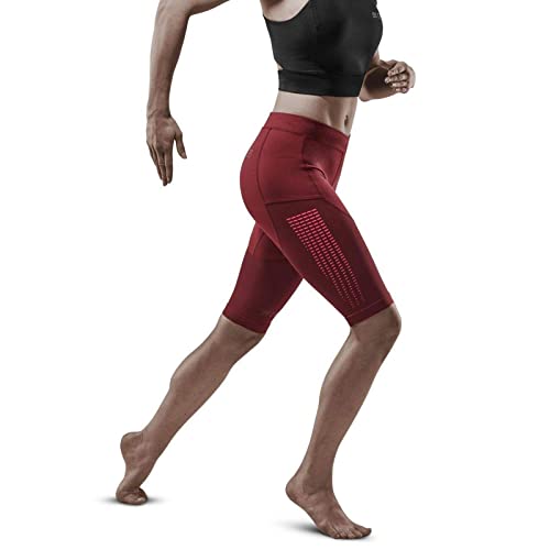 CEP – Run Compression Shorts 3.0 für Damen | Kurze Sport Shorts mit Kompression für mehr Stabilität in dunkelrot/pink | Größe IV | L von CEP