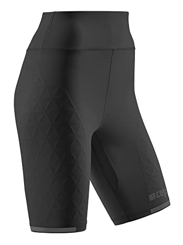 CEP - The Run Shorts für Damen | Sport Shorts mit Kompression und Flockprint-Technologie | Enge Kompressionsshorts für maximale Leistung beim Laufen | Schwarz | Größe M von CEP