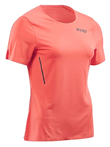 CEP – Run Shirt Short Sleeve für Damen | Atmungsaktives Laufshirt mit Mesh–Einsatz am Rücken in Coral | Größe S von CEP