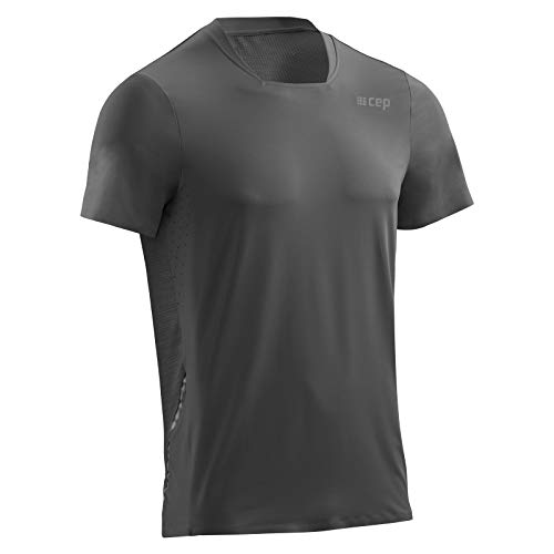 CEP – Run Shirt Short Sleeve für Herren | Atmungsaktives Laufshirt mit Mesh–Einsatz am Rücken in schwarz | Größe L von CEP