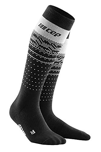 CEP - SKI THERMO MERINO COMPRESSION SOCKS für Damen | Merino Skisocken im schwarz/grauen NORDIC DESIGN Look | Größe II von CEP