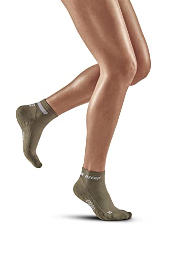 CEP - THE RUN COMPRESSION SOCKS LOW CUT für Damen | Kurze Laufsocken mit Kompression in olive | Regenerierende Kompressionssocken für Frauen | Gr. II | S von CEP