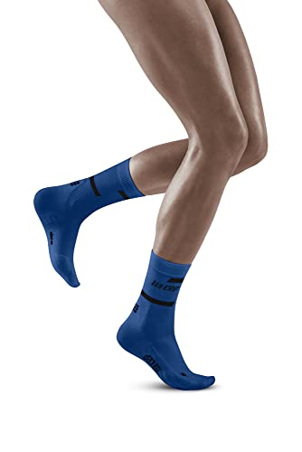 CEP - THE RUN COMPRESSION SOCKS MID CUT für Damen | Mittellange Laufsocken in blau mit Kompression | Regenerierende Kompressionsstrümpfe für Frauen | Gr. II | S von CEP