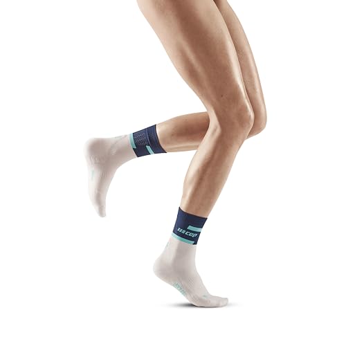 CEP - THE RUN COMPRESSION SOCKS MID CUT für Damen | Mittellange Laufsocken in blue/off white mit Kompression | Regenerierende Kompressionsstrümpfe für Frauen | Gr. II | S von CEP