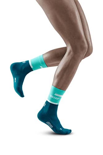 CEP - THE RUN COMPRESSION SOCKS MID CUT für Damen | Mittellange Laufsocken in ocean/petrol mit Kompression | Regenerierende Kompressionsstrümpfe für Frauen | Gr. II | S von CEP