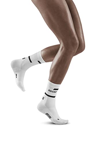 CEP - THE RUN COMPRESSION SOCKS MID CUT für Damen | Mittellange Laufsocken in weiß mit Kompression | Regenerierende Kompressionsstrümpfe für Frauen | Gr. III | M von CEP