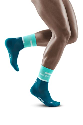 CEP - THE RUN COMPRESSION SOCKS MID CUT für Herren | Mittellange Laufsocken in ocean/petrol mit Kompression | Regenerierende Kompressionsstrümpfe für Männer | Gr. III | M von CEP