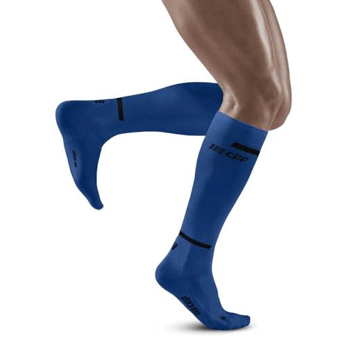 CEP - THE RUN COMPRESSION SOCKS TALL für Damen | Lange Laufsocken in blau mit Kompression | Regenerierende Kompressionsstrümpfe für Frauen | Gr. II | S von CEP