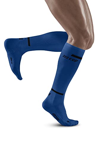 CEP - THE RUN COMPRESSION SOCKS TALL für Damen | Lange Laufsocken in blau mit Kompression | Regenerierende Kompressionsstrümpfe für Frauen | Gr. IV | L von CEP