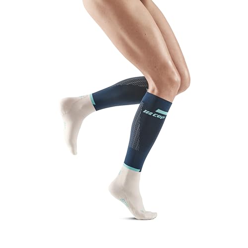 CEP - THE RUN COMPRESSION SOCKS TALL für Damen | Lange Laufsocken in blue/off white mit Kompression | Regenerierende Kompressionsstrümpfe für Frauen | Gr. IV | L von CEP