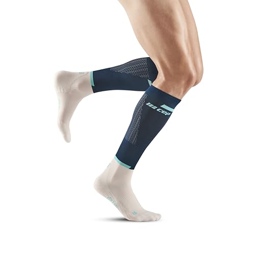 CEP - THE RUN COMPRESSION SOCKS TALL für Herren | Lange Laufsocken in blue/off white mit Kompression | Regenerierende Kompressionsstrümpfe für Männer | Gr. III | M von CEP