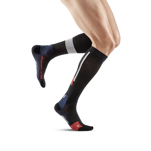 CEP - THE RUN COMPRESSION SOCKS TALL für Herren | Lange Laufsocken in schwarz (LE) mit Kompression | Regenerierende Kompressionsstrümpfe für Männer | Gr. III | M von CEP