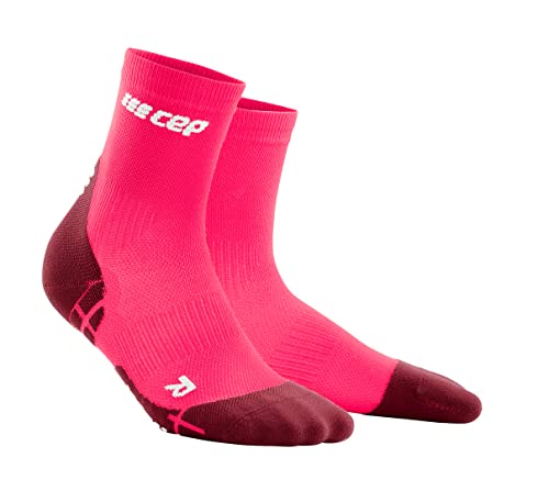 CEP - Ultralight Compression Short Socks für Damen | Kurze Sportsocken mit Kompression in pink/dunkelrot | Größe II | S von CEP
