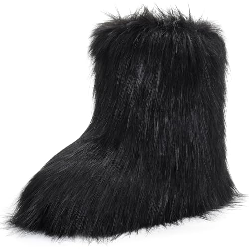 CEPEPRIN Damen Kunstpelz Stiefel Furry Fuzzy Schneestiefel Flauschige Winterstiefel Warm Bequem Mid-Calf Boot Outdoor Indoor Flache Schuhe, Schwarz, 38 EU CEPEPRIN Damen Kunstpelz Stiefel Furry Fuzzy Schneestiefel Flauschige Winterstiefel Warm Bequem Mid-Calf Boot Outdoor Indoor Flache Schuhe, Schwarz, 38 EU von CEPEPRIN
