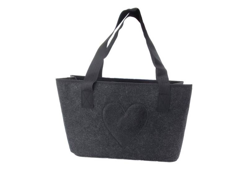 CEPEWA Henkeltasche Filztasche "Glitzer Herz" anthrazit (Stück, 1-tlg., Filztasche), Shopper Strandtasche Handtasche Faltbar Henkeltasche von CEPEWA