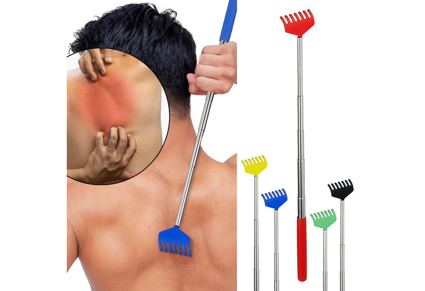 CEPEWA Massagebürste Rückenkratzer Teleskop Edelstahl PVC 4x18x2cm 17bis55cm ausziehbar von CEPEWA