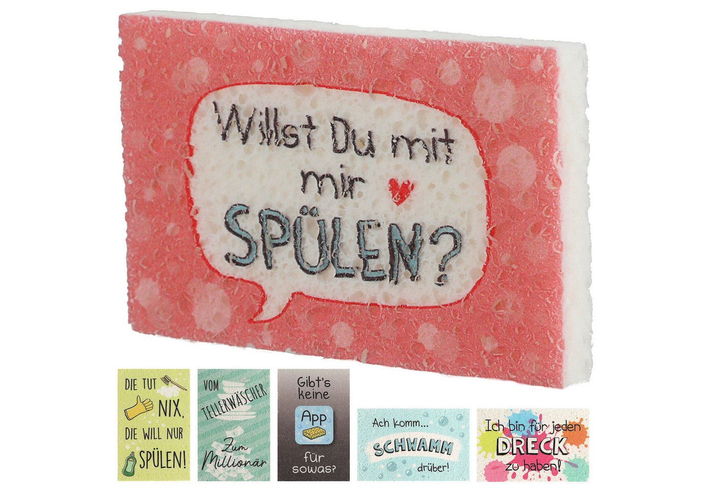 CEPEWA Schwamm Magischer Schwamm Pop Up 6er Set Sprüche 11x7cm Cellulose bunt von CEPEWA