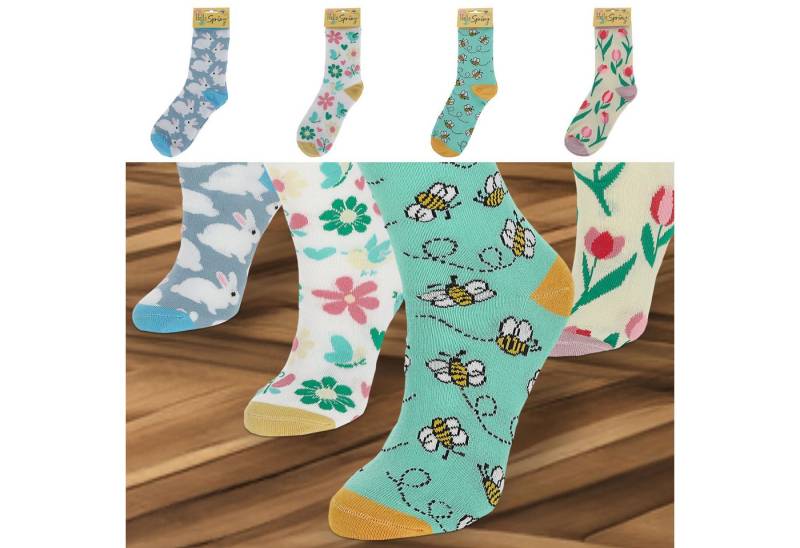 CEPEWA Socken Damensocken Spring 4er Pack 36-41 bunt Polyester Baumwolle Elasthan von CEPEWA